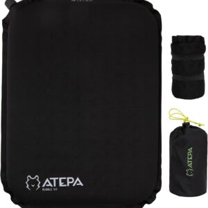 ATEPA Inflatable Seat Cushion, Compact Self-Inflating Seat Cushion for Stadium Airplane Air Travel Bleacher Camping, Blow Up Foam Seat Pad for Outdoor Sports Events Backpacking Hiking Sitting