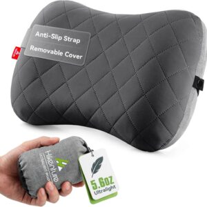 Hikenture Camping Pillow with Removable Cover - Ultralight Inflatable Pillow for Neck Lumbar Support - Upgrade Backpacking Pillow - Washable Travel Air Pillows for Camping, Hiking, Backpacking